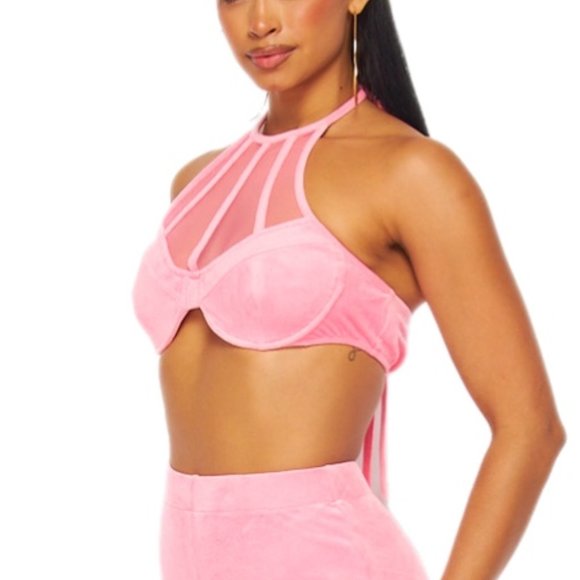 Hot & Delicious - Pink Fantasy Velour Halter Top - Picture 3 of 4
